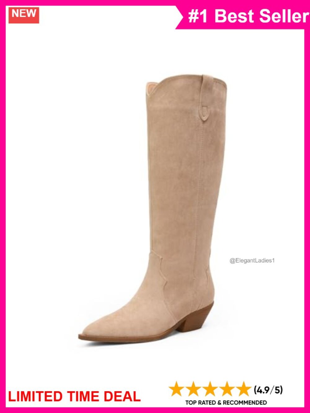 Women's Knee High Boots Pointed Toe 2 Inch Chunky Heel Pull-On Riding Boots